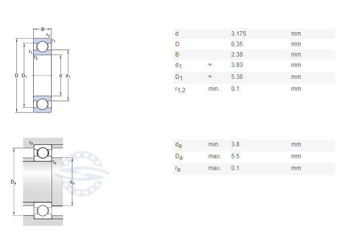 Μίνι βαθύ μέγεθος 3.175x6.35x2.799mm ένσφαιρου τριβέα αυλακιού R144 ZZ ανοικτό RI418
